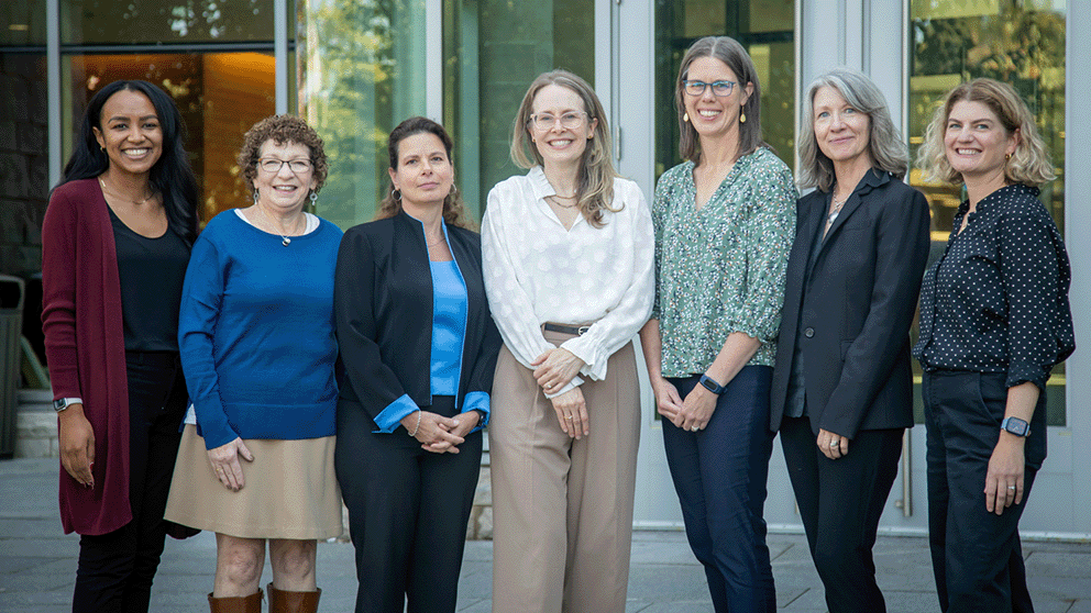 The JAX Clinical Education team. L to R: Kalisi Logan, Linda Steinmark, Dawn Traficante, Emily Edelman, Kate Reed, Therese Ingram, and Laura West.