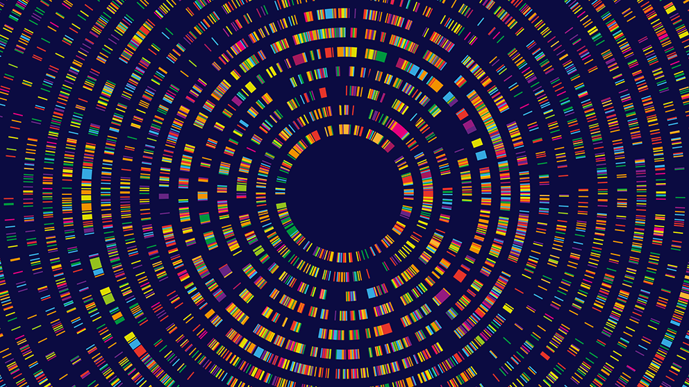 An abstract illustration depicting an infographic of gathered DNA data.