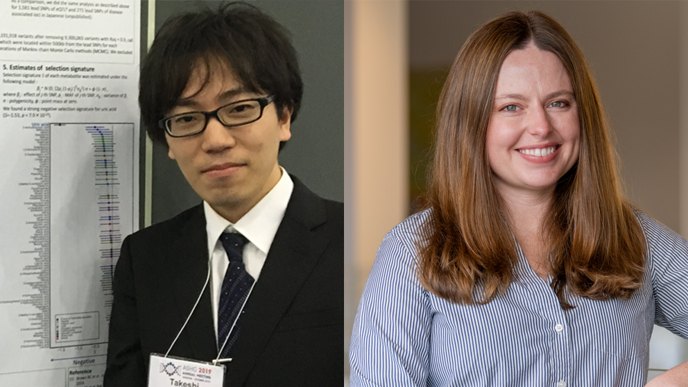 The 2024 JAX Scholar award recipients (l to r) Takeshi Iwasaki (Tewhey lab) and Morgan Severn (Oh lab).