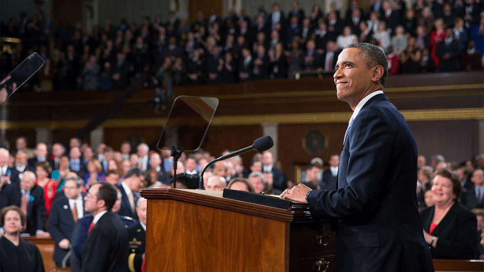 President Obama at the 2015 State of the Union address
