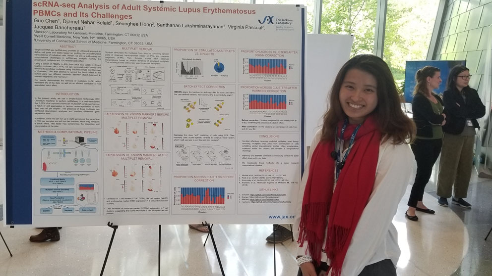 JAX intern Isabelle Chen, a senior at The Ethel Walker School, presents her research on lupus.
