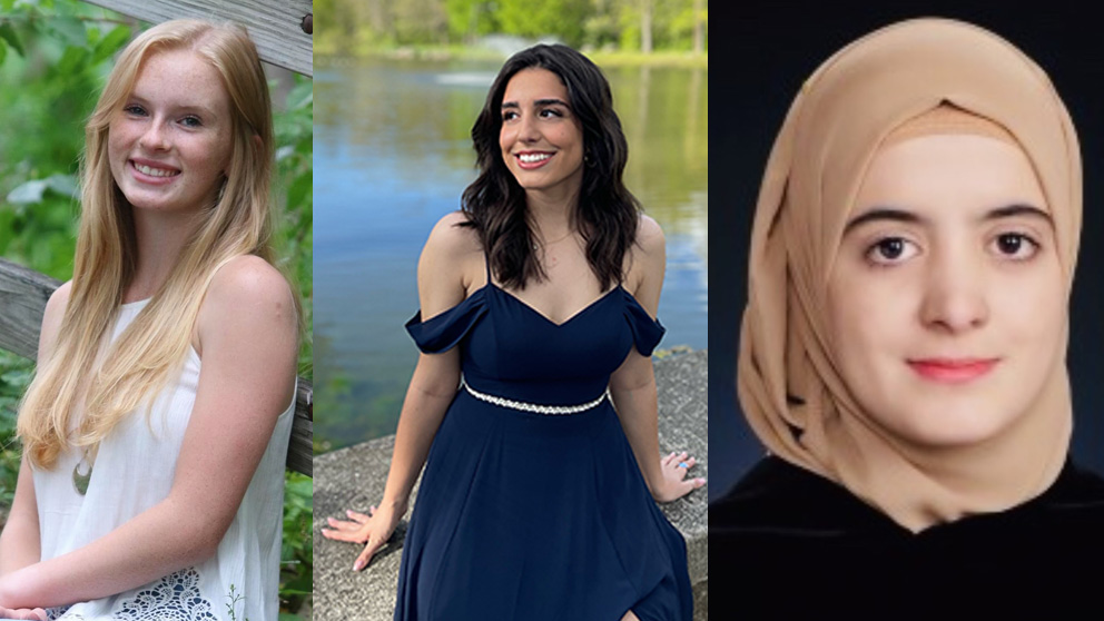 An image collage of the 2022 JAX college scholarship winners: Vanessa Norris, Evi Duro, and Sara Mohammadi.