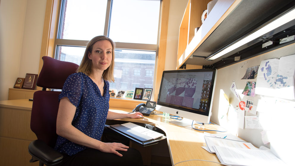 A picture of JAX researcher Jennifer Trowbridge in her office in 2019.