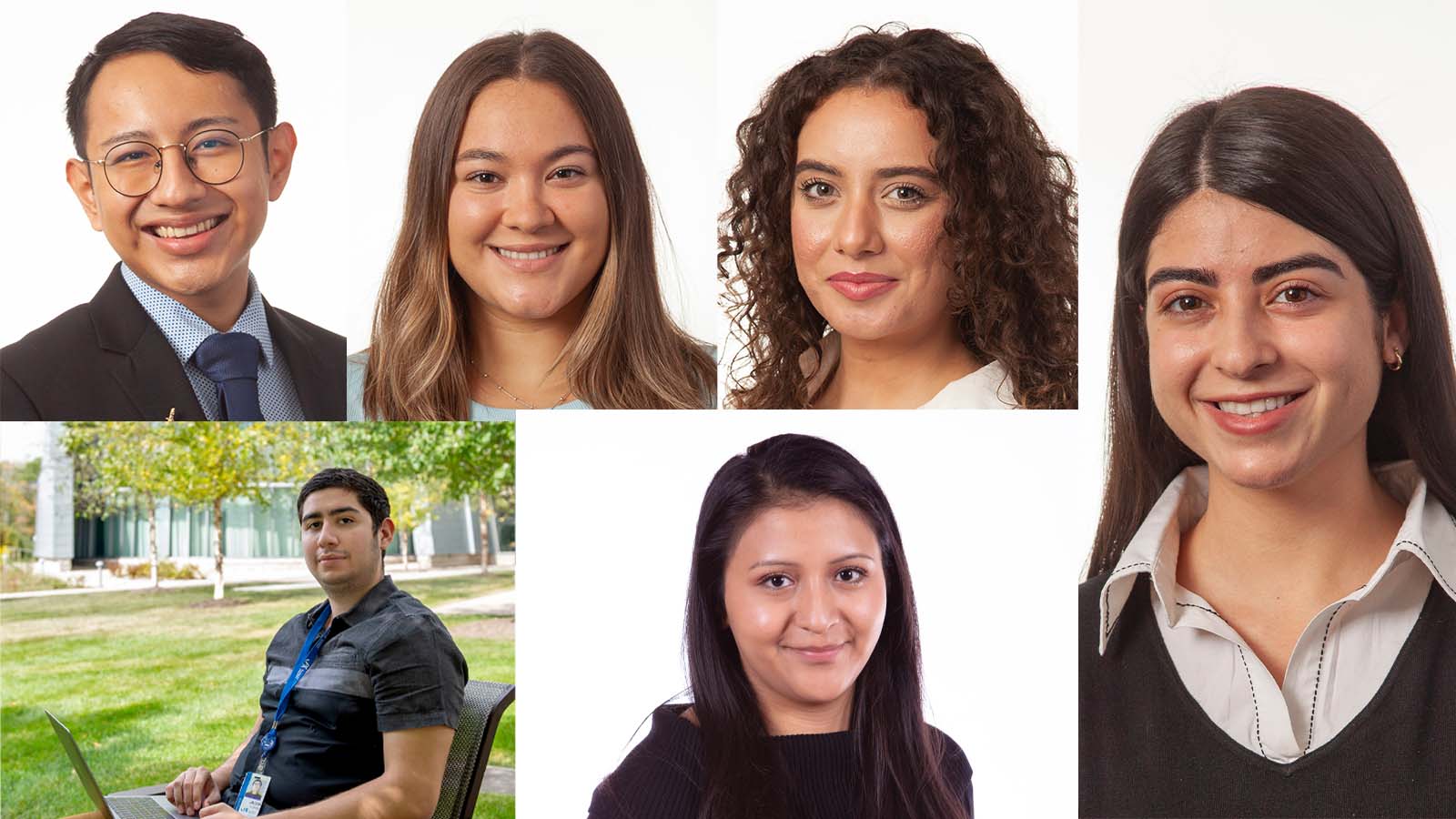 An image collage of the 2022 JAX postbaccs. Clockwise from upper left: Carlos Leon, Kimberly Heath, Rei Bufy, Patricia A Colom Diaz, Johanna Riera, Jacob Flores