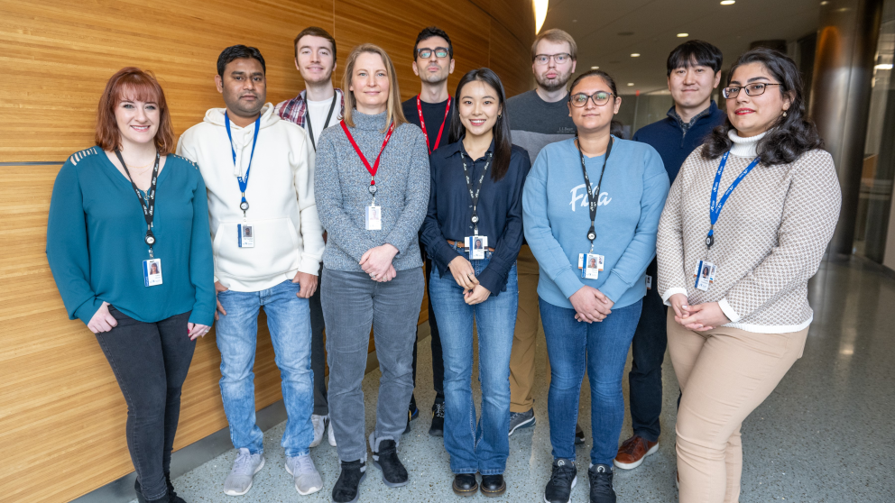 The Jackson Laboratory's Silke Paust (4th from left) and her lab group.