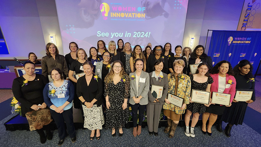 A group of award winners and presenters at the Women of Innovation 2023.